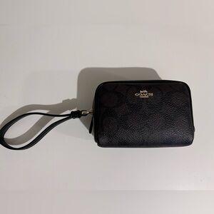 Coach Black and Brown Leather Wristlet